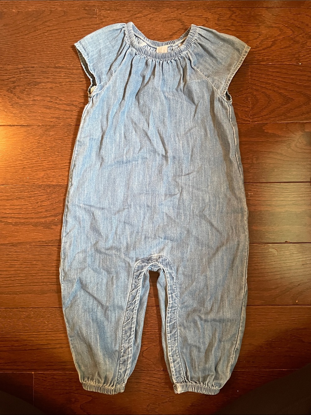 Primary Light Blue Chambray Kids Romper